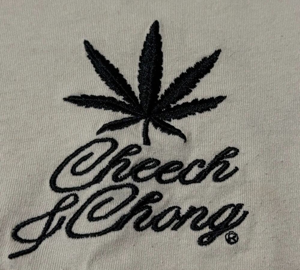 Cheech & Chong T Shirt Mens M Tan Embroidered Weed Leaf Back Graphic